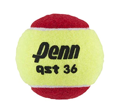 Penn QST 36 Tennis Balls - Youth Felt Red Tennis Balls for Beginners, 75% Slower Bounce for Ages 8 and Under, 3 Ball Polybag