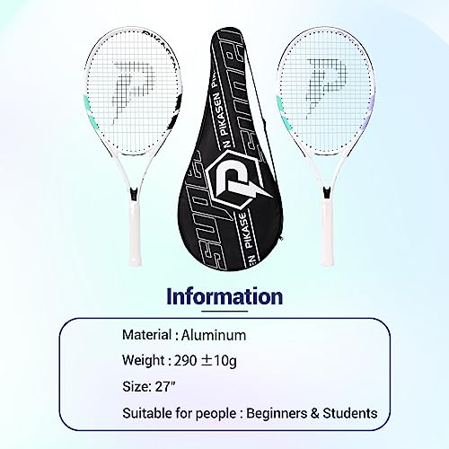 PIKASEN 27 Inch Tennis Rackets for Adult Recreational 2 Players Tennis Rackets Set with 2 Overgrips and 1 Tennis Bag. Perfect for Beginners and Students Training
