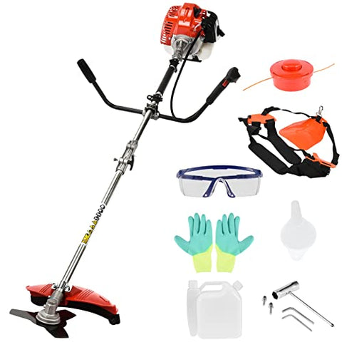 Weed Eater Gas Powered 52cc 2-Stroke Gas Crank, 2 in 1 Grass Trimmer, Multi-Functional Trimming Tool - String Trimmer, Brush Trimmer Red