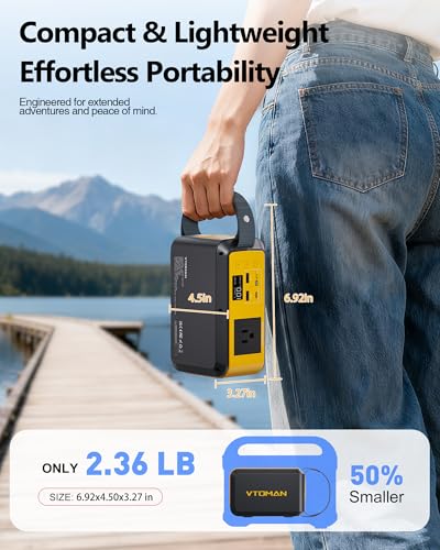 VTOMAN Jump 100 Portable Power Station, 88.8Wh Solar Generator LiFePO4 Battery Power Station with 100W (Surge 200W) AC Outlet, 1x PD 65W USB-C, 2x Regulated 5V/2.4A USB-A for Camping