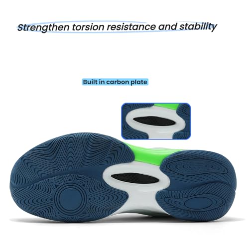 Men's Tennis Shoes for Pickleball & Badminton - Breathable Non-Slip Wide Toe Carbon Plate Athletic Shoes - Lightweight Comfortable Mens Pickleball Shoes for Tennis, Badminton, Pickleball