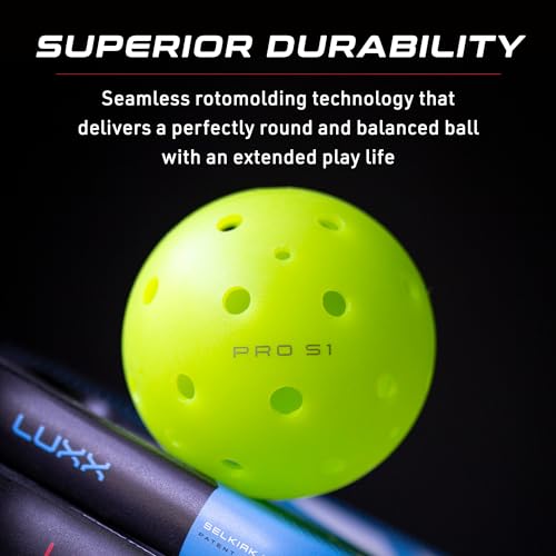 Selkirk Sport Pro S1 Ball | Crack-Resistant | 38 Hole Outdoor Pickleball Balls | USAPA Approved Pickle Ball for Tournament Play | Advanced Aerodynamics | 4 Pack Pickleballs