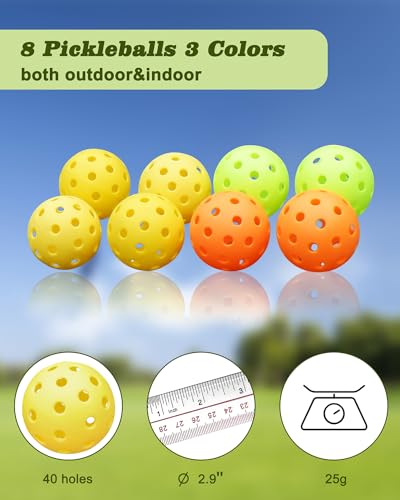 NQV Half Court Pickleball Net Set - 10FT Net+4 Wood Paddles+8 Balls+4 Ball Retrievers+1 Court Marking Kit+1 Bag, Pickleball Kit for Driveway Adults Beginners Pros