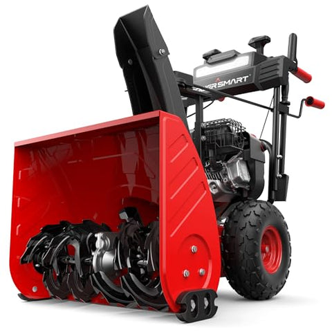 PowerSmart 24-Inch Self-Propelled Gas Snow Blower, Powered by B&S 208cc Engine, Electric Start, 13-Inch Snow Tires, Handle Warmer, Two-Stage Snow Blowers with LED Lights