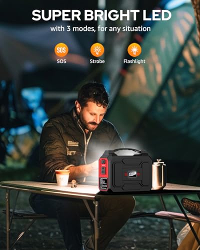 Solar Powered Generator 200W Peak/100W Rated, Portable Generator Power Station with Solar Panels 40W Included, 146Wh Solar Power Bank with AC Outlet 110V for Home Use Camping Outdoor Adventure