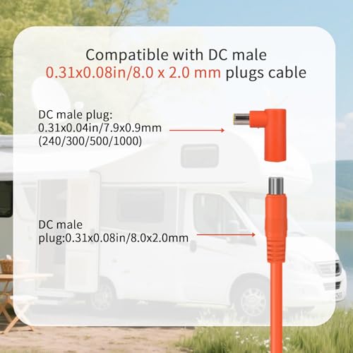 2 Pcs DC 8020 to DC 7909 Adapter, 90 Degree Solar Panel Connector Adapter Compatible with Bluetti EB3A/EB70/EB70S/AC180 & Jackery 240/290/300/500/550/1000 Portable Power Station Accessories