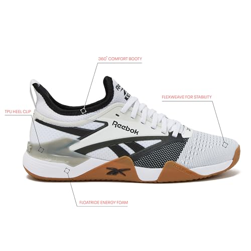 Reebok Nano Court Sport Men's Pickleball or Tennis Shoes for Men, White/Black/Grey 1, 11.5