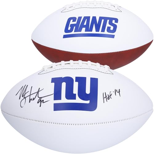 Michael Strahan New York Giants Autographed Franklin Panel Football with "HOF 14" Inscription - Autographed Footballs
