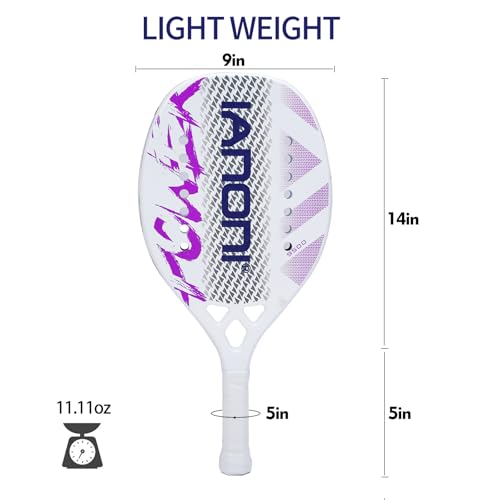 Beach Tennis Racket Carbon Fiber with EVA Memory Foam Core Tennis Paddles Set of 2 Paddle and 3 Balls(2Pcs,White)