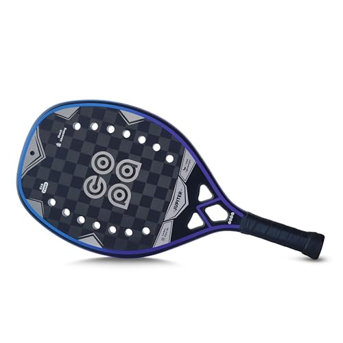 Beach Tennis Racket 18k Carbon Fiber with Padded Bag Copa Jupiter EVA Memory Foam Core, Sand Grit Finish Beach Tennis Paddle ITF Regulation Balls Included.