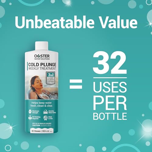 Bio Ouster 3in1 Weekly Cold Plunge Water Treatment - Cleaner, Clarifier, and Softener for Cold Plunge and Ice Bath - Water Stabilizer for Fresh, Crystal Clear Water - Made in USA (32oz)