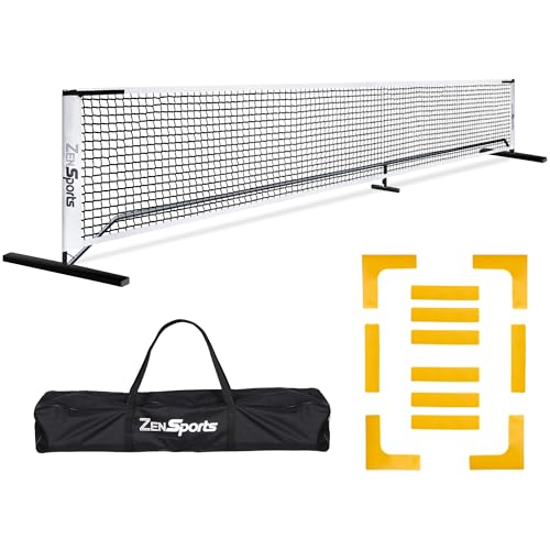 ZENY Portable Pickleball Net Set System with Court Marker Kit, Metal Frame Stand and Regulation Size Net 22 FT Including Carrying Bag Indoor Outdoor Game