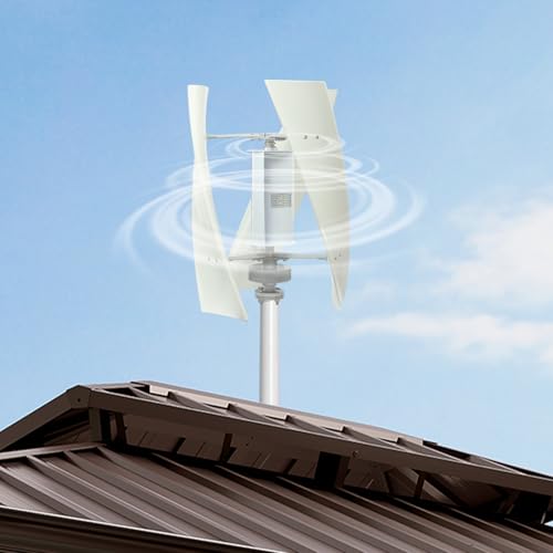 500W Vertical Axis Wind Turbine Generator, Permanent Magnet Generator with Intelligent Controller, Low Noise Helical Design Windmill for Home, Boats, Street Lighting (12V,500W,Style 3, White)