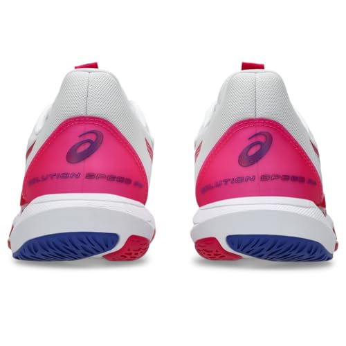 ASICS Women's Solution Speed FlyteFoam 3 Tennis Shoes, 8.5, White/Bright Rose