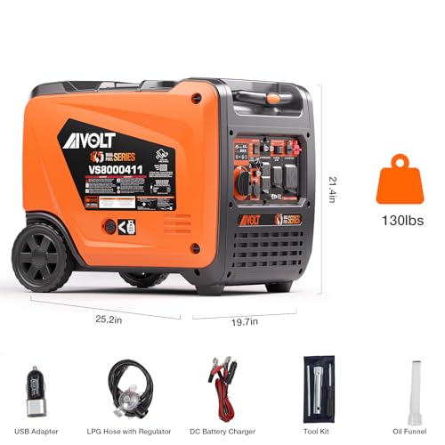 AIVOLT 8000W Dual Fuel Super Quiet Inverter Generator with Electric Start - Gas Propane Powered Portable Generator Upgraded Version for Home Backup, RV, Camping & Travel - 50 State Approved