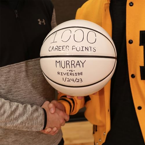 Murray Sporting Goods Autograph Basketball with Stand - Four Panel Signature Ready Display Memorabilia Autographic Basketball Regulation Size 29.5 inches
