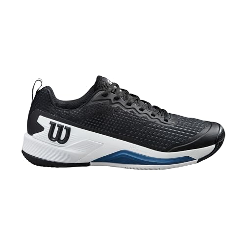 WILSON Rush Pro 4.5 Men's Tennis Shoe, Black/White/Ensign Blue, Size 9.5
