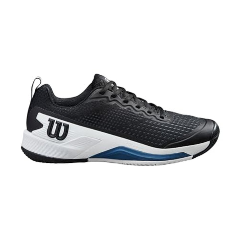 WILSON Rush Pro 4.5 Men's Tennis Shoe, Black/White/Ensign Blue, Size 9.5