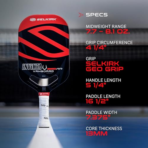 Selkirk Sport Vanguard Power Air Pickleball Paddles | Carbon Fiber Pickleball Paddle | 360 Proto Molding & Flexfoam Perimeter | Designed for Ultimate Power & Control | Epic | Black & Red