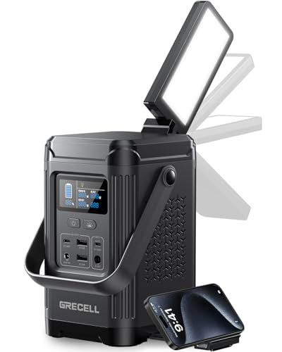 240W Portable Power Station 153.6WH Solar Generator, GRECELL LiFePO4 Battery Dual Way 100W PD, Portable Power Bank with Integrated Stand for Outdoors, Camping, Travel (No Wall Charger Included)