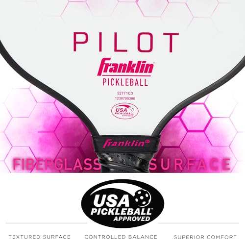 Franklin Sports Pickleball Paddle - Pilot Polypropylene Core Racket - Official USA Pickleball (USAPA) Approved Paddle - Lightweight Pro Racket - Pink - 10mm Thick Core