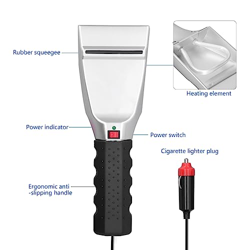 Glomora 12V Auto Heated Snow Shovel, Electric Windshield Ice Scrapers, with Ergonomic Foam Grip, Make Your Winter Travel Worry, for Cars, Trucks, SUVs