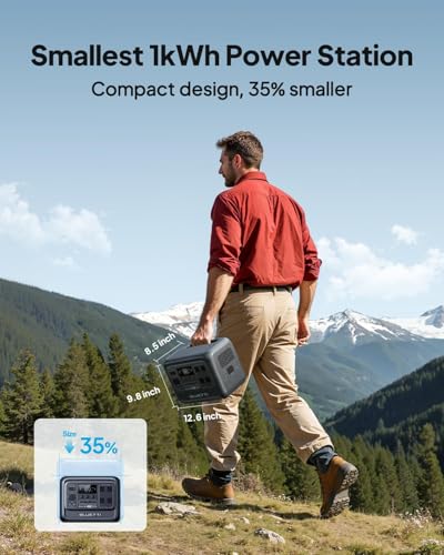 BLUETTI Solar Generator Elite 100 V2 with 2×100W Solar Panels Included, 1024Wh Portable Power Station w/ 2 1800W AC Outlets, 35% Smaller, Ideal for Camping, Emergencies, Backup Power
