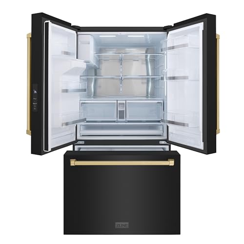 Z Line Kitchen and Bath ZLINE Autograph 36 in. Black Stainless Standard Refrigerator w/Bronze Handles (RSMZ-W-36-BS-CB)