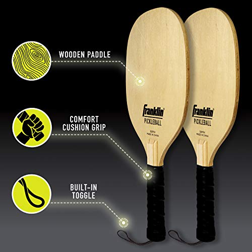 Franklin Sports Wooden Pickleball Paddle + X-40 Pickleball Set - Includes (4) Wooden Paddles and (4) Balls - USA PICKLEBALL APPROVED X-40 BALLS