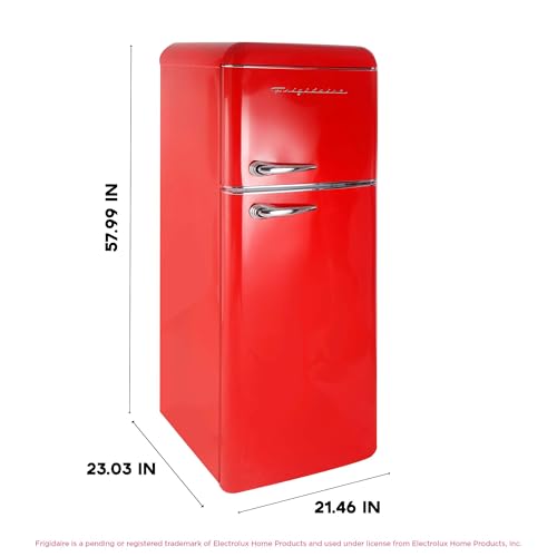 Frigidaire EFR756, 2 Door Apartment Size RETRO Refrigerator with Top Freezer, Chrome Handles, 7.5 cu ft