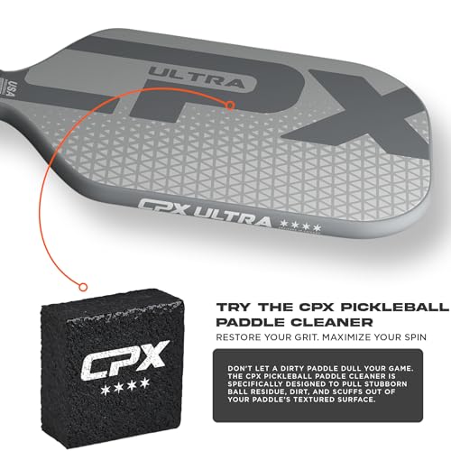 CPX Ultra Series Fiber-Reinforced Friction Surface Pickleball Paddle - 16mm Polypropylene Honeycomb Core, Lightweight for Speed (Titanium)