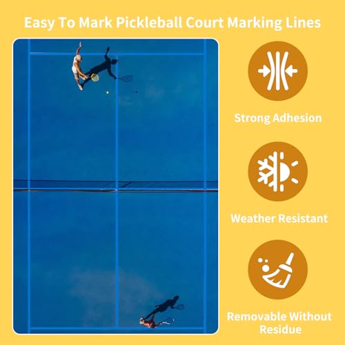 Pickleball Court Tape - 2" x 262 ft, Outdoor Pickleball Marking Kit, Yellow Tape for Temporary Court Lines - No Residue Easy to Apply & Remove - Perfect for Pickleball Court, Gym, Driveway (Yellow)