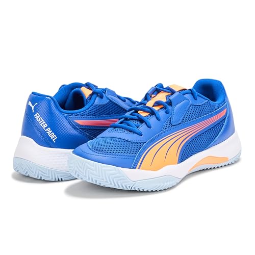 Puma Men's NOVA Court Pickleball Shoe, Vivid Blue-Heat Fire-Puma White, 10