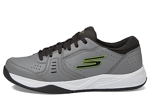 Skechers Men's Viper Court Smash Pickleball Sneaker, Grey/Lime, 9