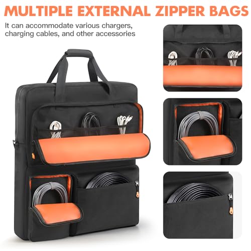 Padded Solar Panel Carrying Case Compatible with Jackery SolarSaga 100W 100X 200W,Travel Solar Panel Storage Bag Fits for ZOUPW 100W 110w 200w with Multi-Pockets & Shoulder Strap
