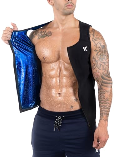 Kewlioo Men's Premium Zip Sauna Tank Top - Heat Trapping Sauna Shirt for Men, Compression Sweat Vest Sauna Suit for Gym, Workouts, Exercise, Fitness (Black, L/XL)