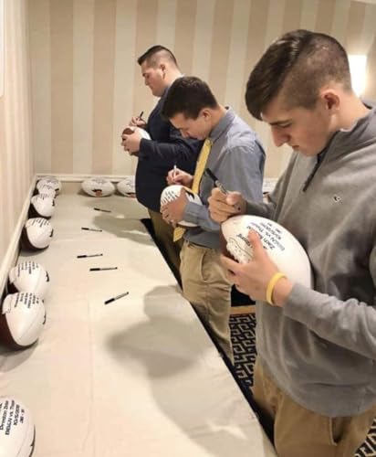 Ballstars Autograph Blank Mid-Size 9 Inch Football Without Base | Official Size 3 | Football Trophy for Signing with Two White Panels