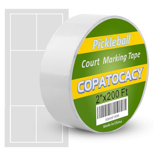 Pickleball Court Tape - 2" x 200 ft, Outdoor Pickleball Marking Kit, White Tape for Temporary Court Lines - No Residue Easy to Apply & Remove - Perfect for Pickleball Court, Gym, Driveway, Backyard