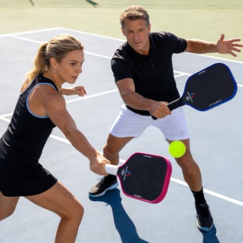 Pickleball Paddles Set of 2,Carbon Pickleball Paddle Set Pro,3K Raw Carbon Fiber Surface with High Grit and Spin,T700SC Carbon Fiber Pickle Ball Rackets 16 MM,USAPA Approved (Pink-Blue 2PCS),2 Covers