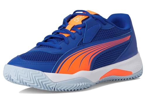 Puma Men's NOVA Court Pickleball Shoe, Vivid Blue-Heat Fire-Puma White-Glowing Red, 13