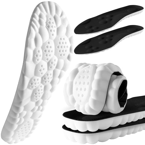 4D Cloud Steppers Insoles for Men and Women - Shock Absorption Inserts, Soft Anti-Fatigue, Relieve Foot Pain, Memory Foam Insoles for Shoes, Boots & Sneakers (Black, Men: US 7-10/ Women: US 8.5-12)