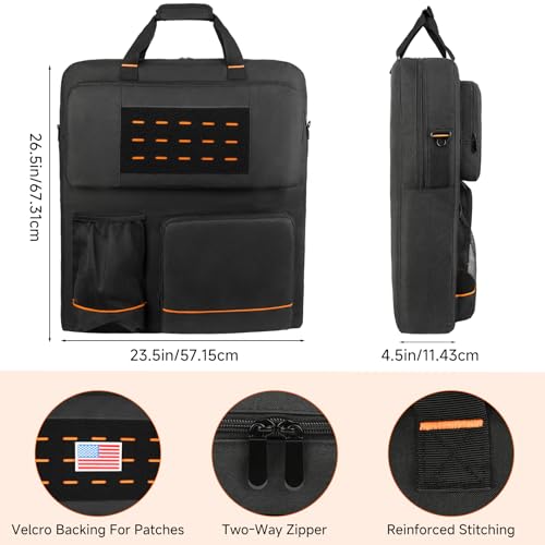 MRINCA Solar Panel Storage Bag - Padded Carrying Case Compatible with Jackery SolarSaga 100/100X/200W & Anker Solix PS100/PS200, Travel Bag with Shoulder Strap & Multi-Pockets, Black