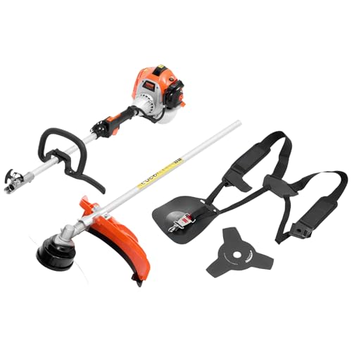 VEVOR String Trimmer, 25.2CC 2-Stroke, Gas Powered Weed Wacker, 16.9" Cordless Grass Trimmer, Multi-Functional Lawn Edger with Shoulder Strap & 3T Blade, Weed Eater for Quick Grass Cleaning