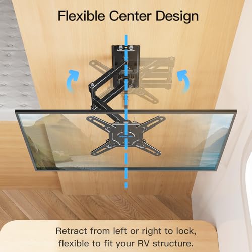 MOUNTUP Lockable RV TV Mount for 13-43 Inch TVs - Full Motion Swivel RV TV Bracket with Pull Cord Lock, Space Saving Design for Camper, Trailer, Motorhome, Truck - Max 33lbs & VESA 200x200mm, MU2101