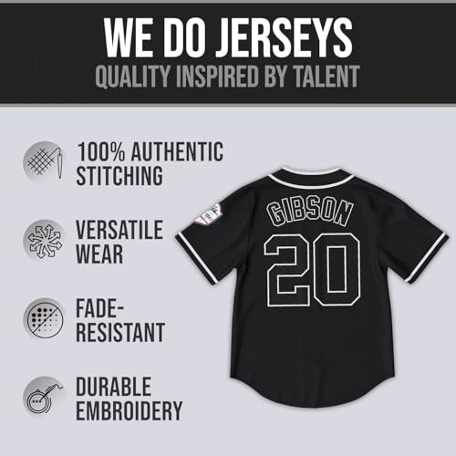 UNLC Josh Gibson #20 Homestead Black Baseball Jersey – Authentic Throwback with Sleeve Patch, Stitched Letters, Adult, Large