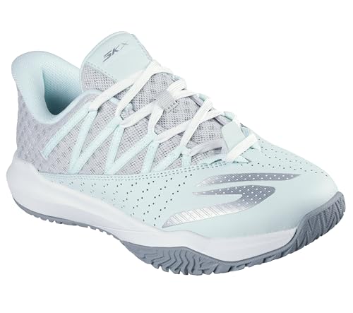 Skechers Women's Viper Court Rally Pickleball Sneaker, Light Blue/Gray, 9