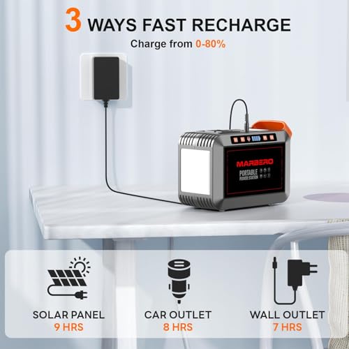 MARBERO 148Wh Solar Generator with Solar Panel Included Portable Power Station 200W with Foldable Solar Panel 40W Set for Camping Outdoor Hiking Fishing Emergency