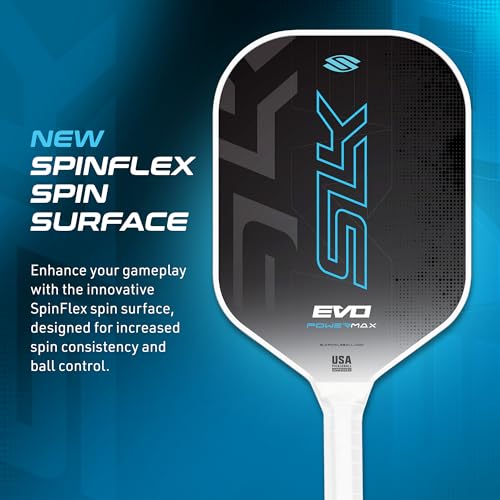 Selkirk Sport SLK Evo Power MAX Pickleball Paddle by Selkirk Sport | G9 Power Carbon Fiber Pickleball Paddle with SpinFlex Surface and Rev-Hybrid Polymer Core | Power Blue Max