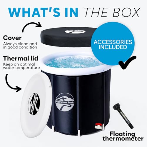 Keystone Peak Cold Plunge Tub – Portable Ice Bath Tub for Athletes & Adults – Inflatable Bathtub for Cold Water Therapy, Sports Recovery & Wellness – Outdoor & Indoor Use – 5-Year Assurance