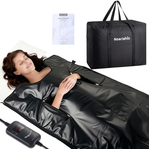 noerishia Portable Infrared Sauna Blanket, Portable Design, Relaxation and Detox Washable & Foldable with Carrying Bag and Remote Control, 88-158℉, 10-60 Minutes Timer, (6 x 2.62) FT